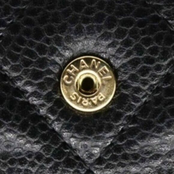 Authentic CHANEL CC Classic Caviar Flap Wallet Quilted Leather Chain Purse Black - Picture 13 of 16